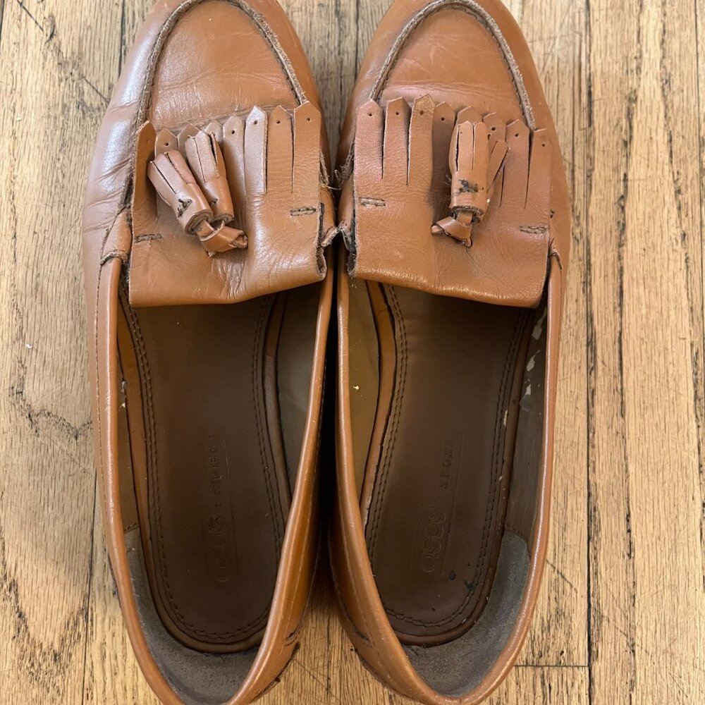 ASOS Wide Fit Leather Loafers - Tan / size 8